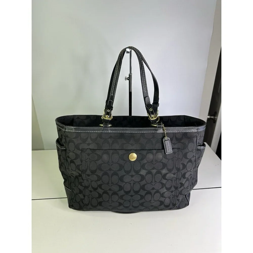 Coach Oversized Shoulder Bag Diaper Bag Brown Model 10841 Black